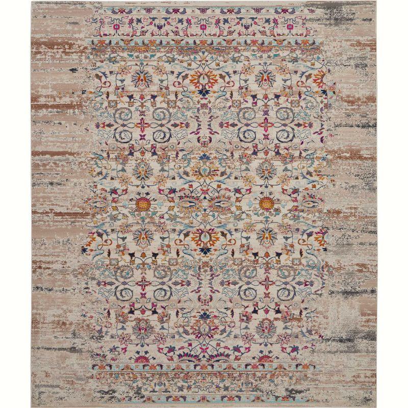 Nourison Vintage Kashan VKA02 Ivory/Light Blue/Orange Indoor Area Rug - 7'10 x 9'10