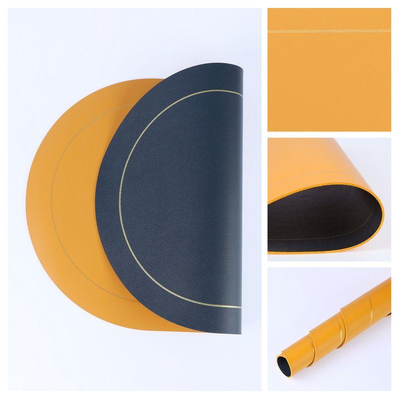 REGALWOVEN Faux Leather Kitchen Washable Heat Resistant Table Placemats 6 Pcs Blue/Yellow