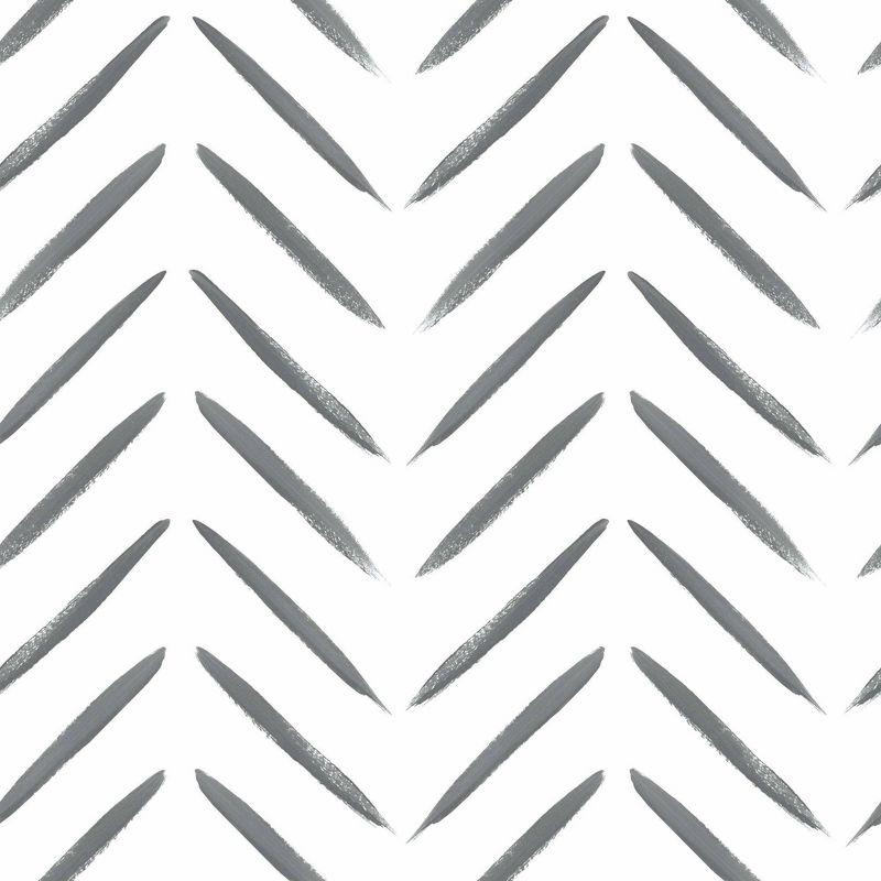 Holden Chevron Brush Marks Black and White Wallpaper: Modern Non-Pasted Paper, Classic Pattern, Washable, 33ft x 20.8in