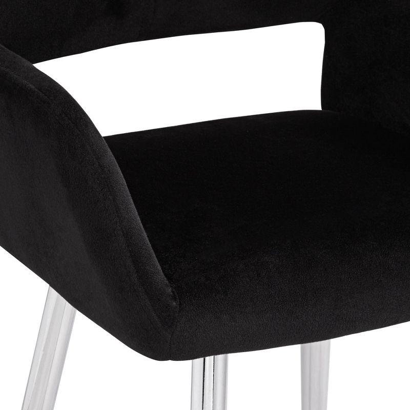 Elegant Black Fabric and Chrome Metal Modern Dining Chair