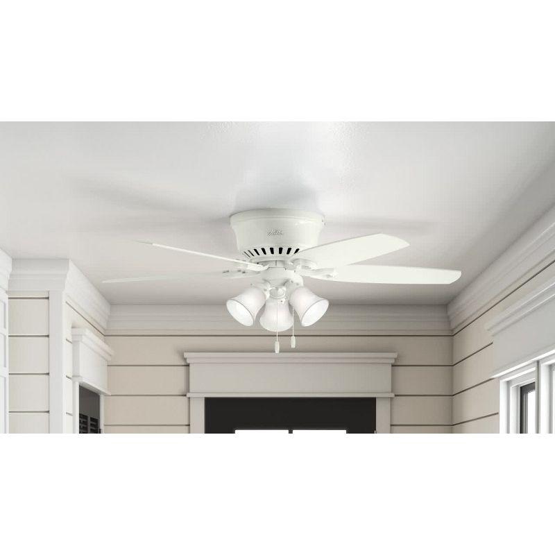 42" Builder Low Profile Ceiling Fan (Includes LED Light Bulb) White - Hunter Fan: 5-Blade, Reversible Motor, Flush Mount