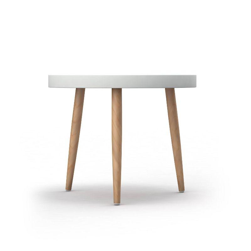 Kurv Round White and Natural Wood Chat Table