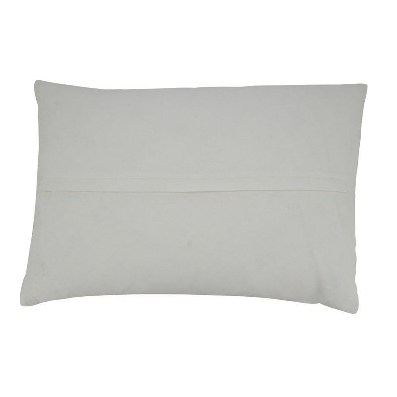 Green and White Cotton Woven Line Pillow Cover