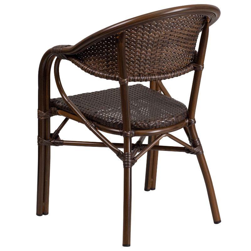 Cocoa Brown Wicker and Aluminum Patio Dining Chair