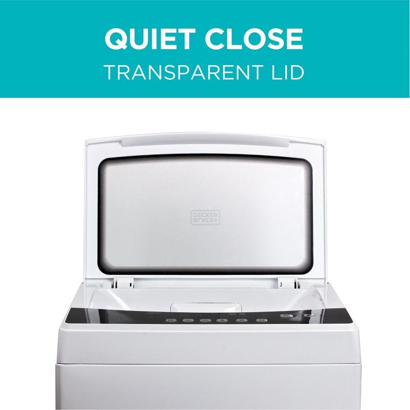 BLACK+DECKER Small Portable Washer, Washing Machine for Household Use, Portable Washer 1.7 cu.Ft with 6 Cycles, Transparent Lid & LED Display