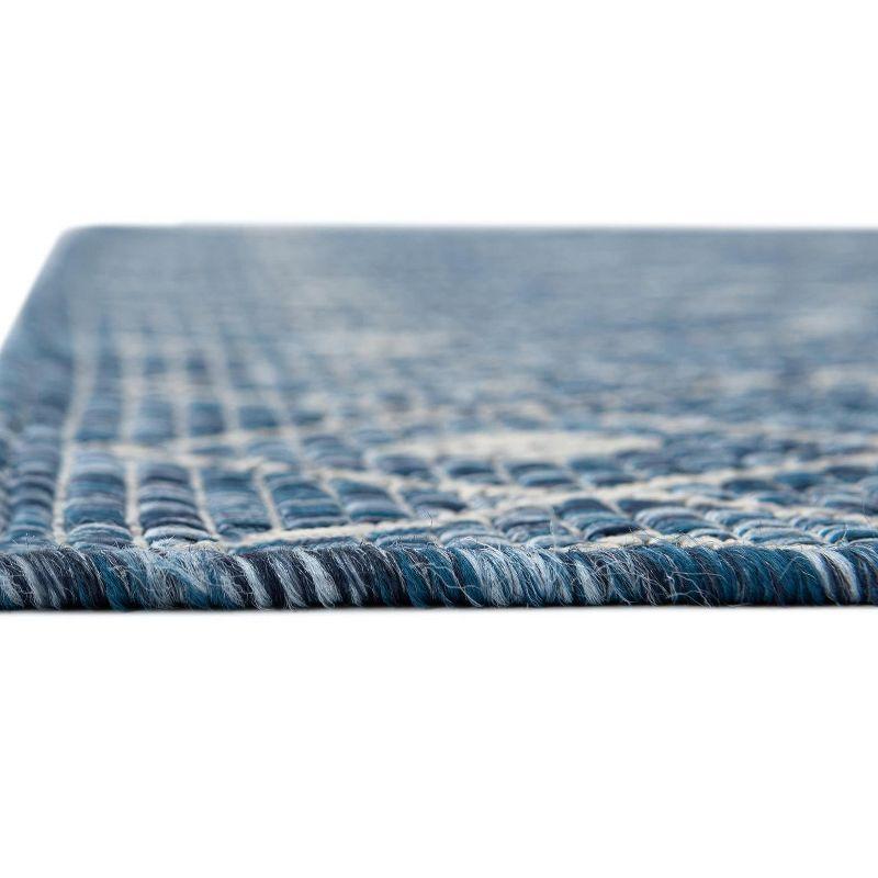 Unique Loom 5' 0 x 5' 0 Square Indoor/Outdoor Trellis Blue Area Rug