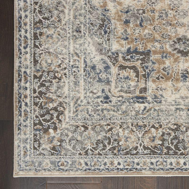 Concerto Vintage Medallion Beige & Grey Hand-Knotted Area Rug