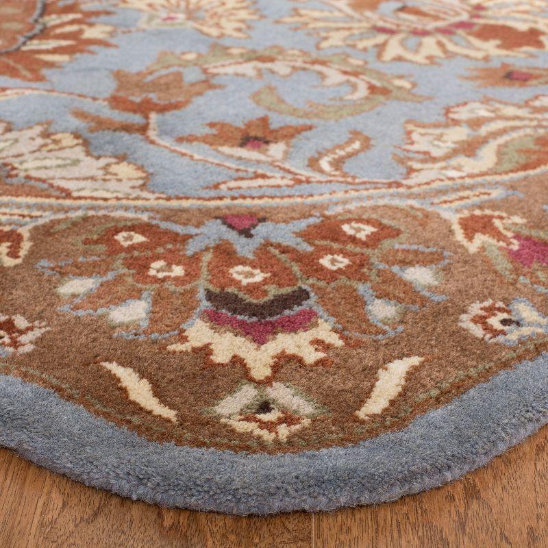 Heritage Elegance 6' Blue Round Hand-Tufted Wool Area Rug