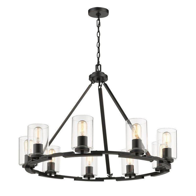 Quinn Transitional Black Steel Cage 9-Light Chandelier