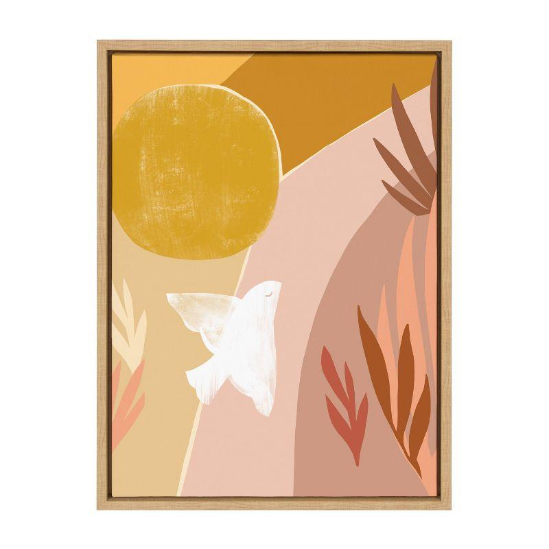 18" x 24" Sylvie Sunrise Dove Framed Canvas by Kate Aurelia Holloway Natural - Kate & Laurel All Things Decor: Modern Style