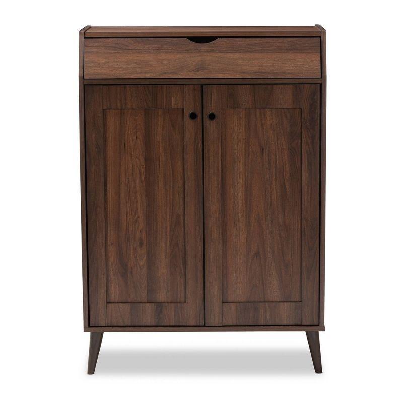 Cormier Walnut Finished 2 Door Wood Entryway Cabinet with Shoe Organizer - Baxton Studio