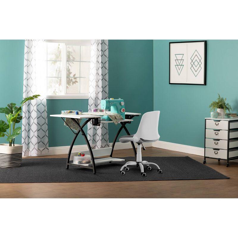 Comet Plus Sewing/Office Table with Fold Down Top, Height Adjustable Platform and Bottom Storage Shelf Black/White - Sew Ready: Crafting Desk