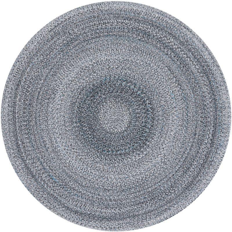 Braided BRD804 Hand Woven Area Rug - Dark Gray/Light Blue - 3' round - Safavieh.