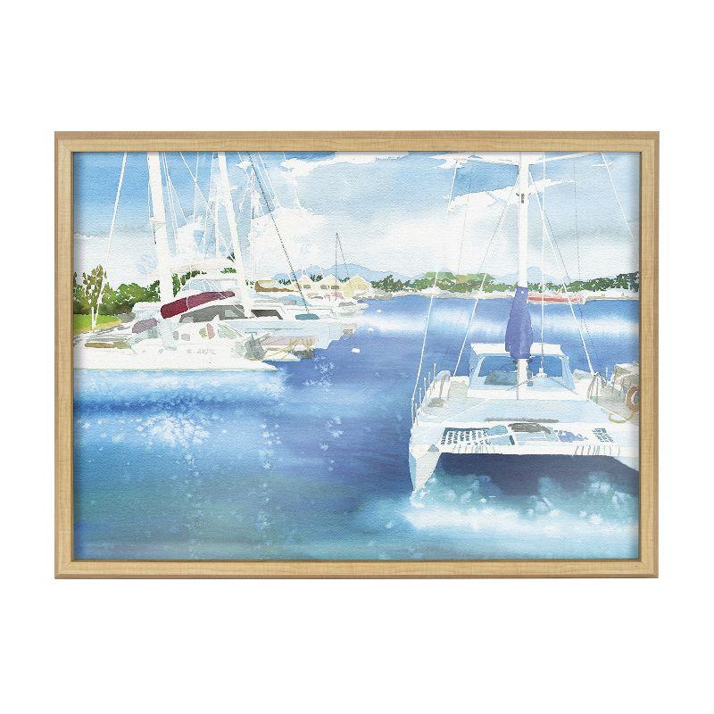 Kate and Laurel Blake Summer is for Sailing Framed Printed Glass by Janet Meinke-Lau, 18x24, Natural