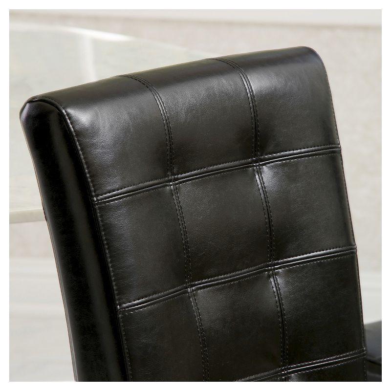 Set of 2 Crayton Leather Dining Chair Black - Christopher Knight Home: Tufted, Upholstered, Wood Frame