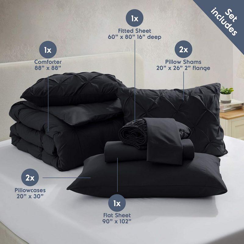 Nestl Bed-in-A-Bag Pleated Comforter Set with Bed Sheets