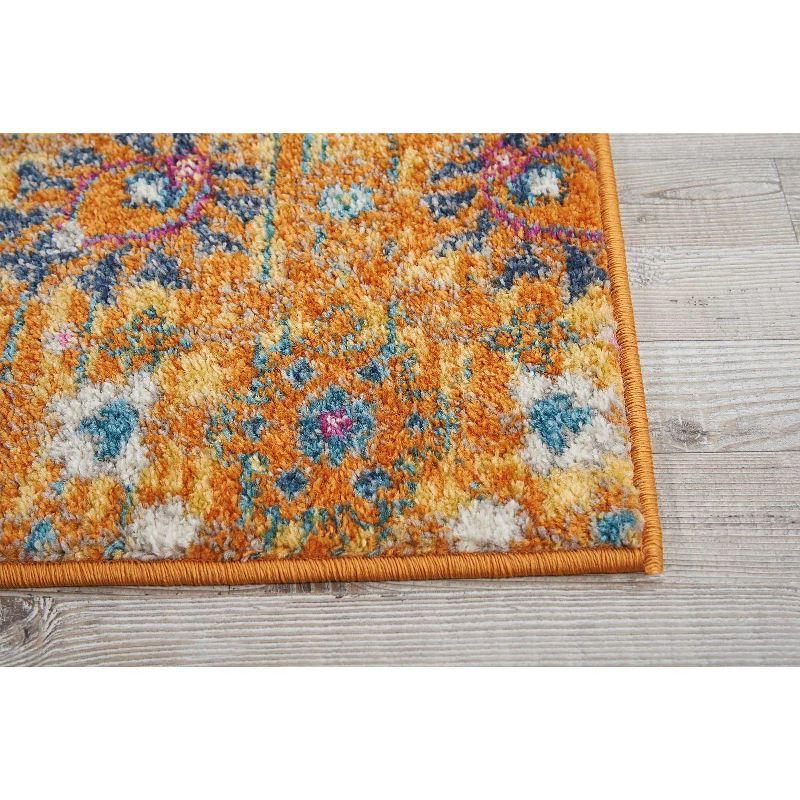 Sunny Yellow Geometric Runner Rug 2'2" x 7'6" with Persian Motifs