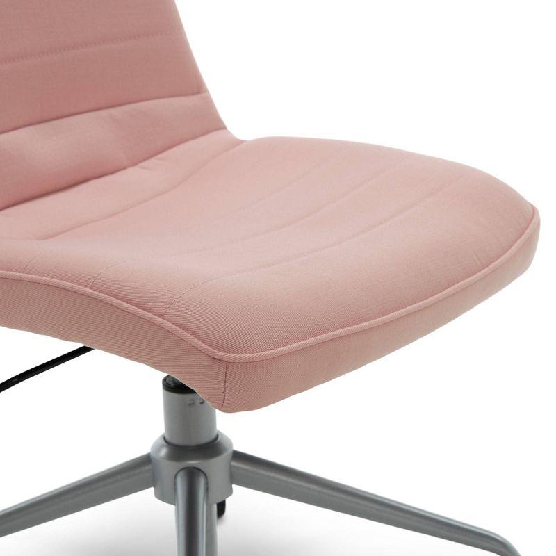 French Pink Armless Task Chair with Chrome-Finished Base