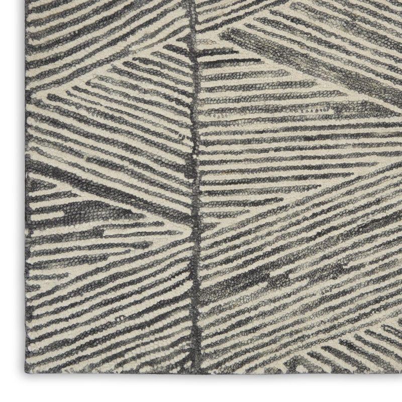 Artisanal Grey and White Hand-Tufted Wool Rectangular Area Rug, 8'3" x 11'6"