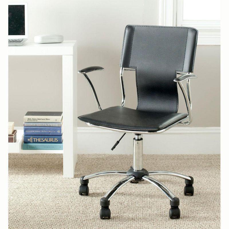 Transitional Kyler Black Leather & Metal Desk Chair