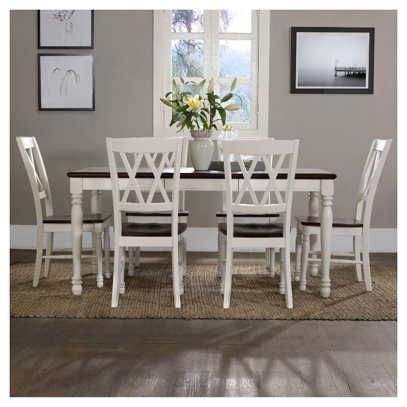 Shelby 7pc Extendable Dining Set White - Crosley: Traditional Farmhouse Style, Rubberwood & MDF Construction