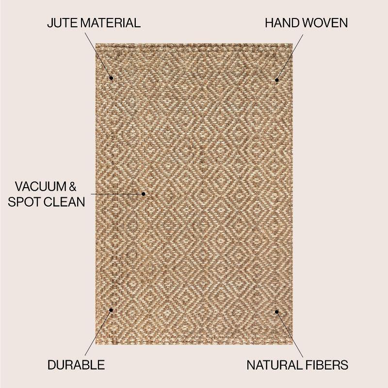 Hira Hand Woven Diamond Chunky Jute Area Rug  - JONATHAN Y