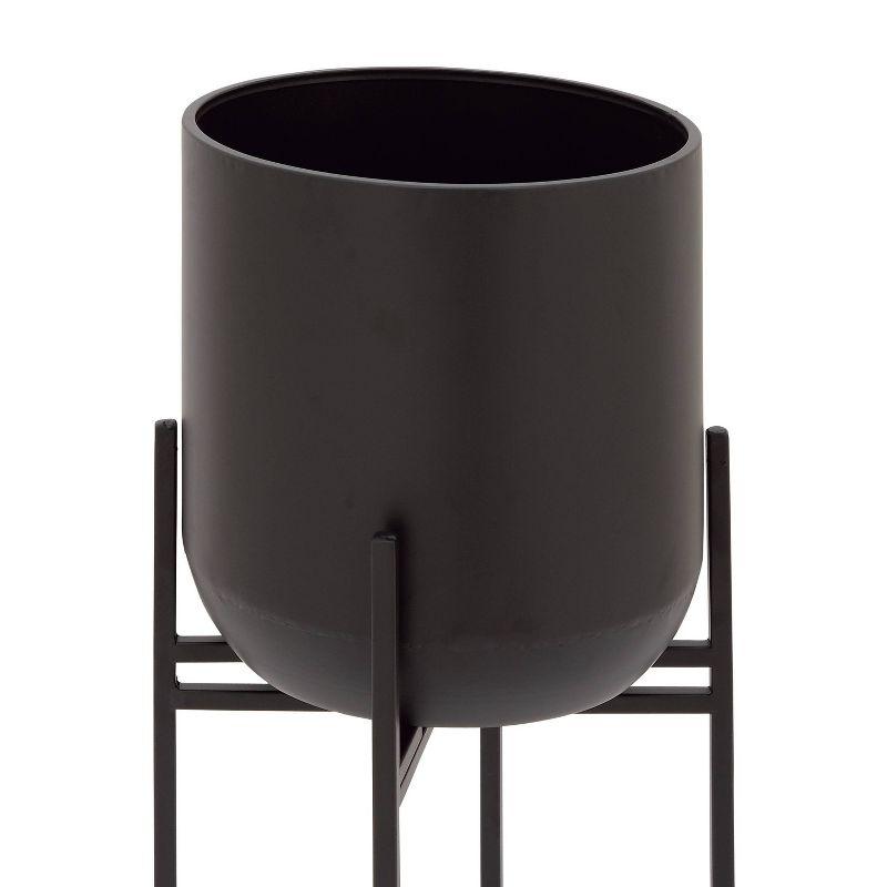 Modern Indoor/Outdoor Tall Black Metal Planter with Stand