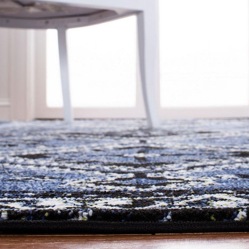 Luxury Vintage Hamadan 6'7" Square Black Synthetic Area Rug