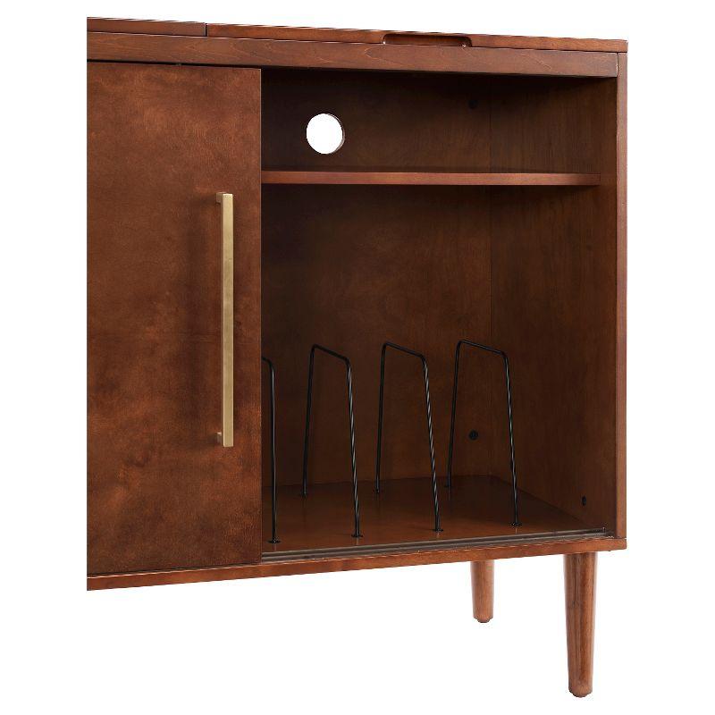 Everett Mid-Century Modern Brown Media Console with Record Storage