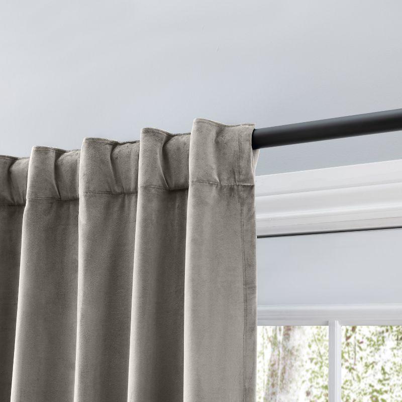Ricardo Velvet Rod Pocket w/Back Tabs Panel w/Blackout Lining 50x63 Slate Grey