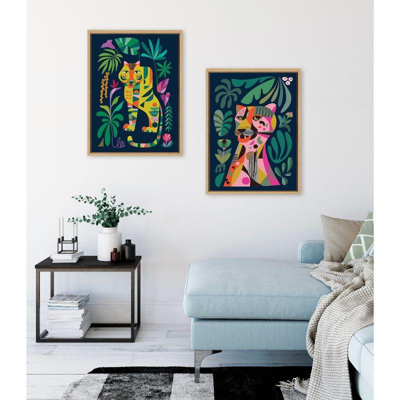 Kate & Laurel All Things Decor 18"x24" Sylvie Leopard Wall Art by Rachel Lee Natural: Mid-Century Modern, Framed Canvas, Animal Theme