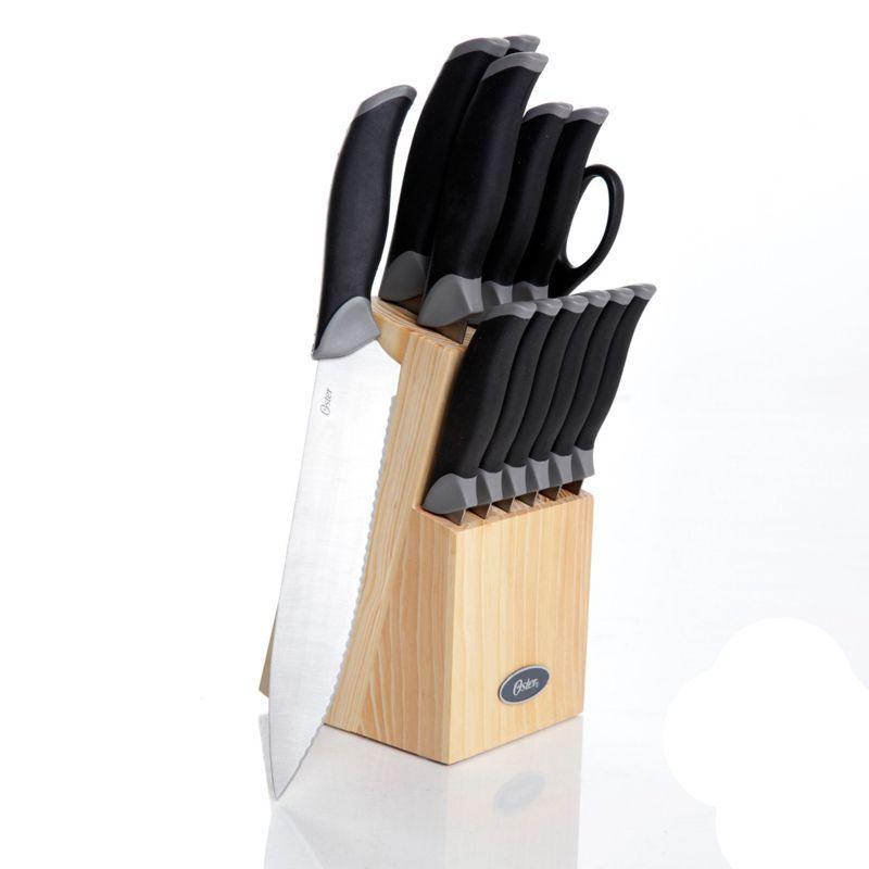 Lindbergh 14-Piece Black Stainless Steel Knife Set with Pine Block