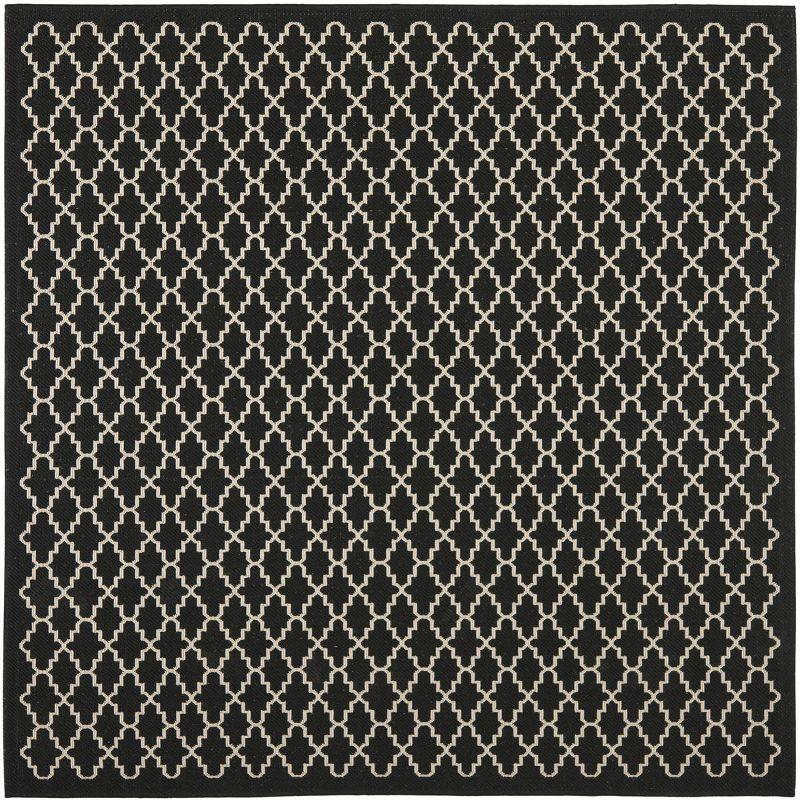 Courtyard CY6919 Power Loomed Indoor and Outdoor Area Rug - Black/Beige - 6'7"x6'7" - Safavieh