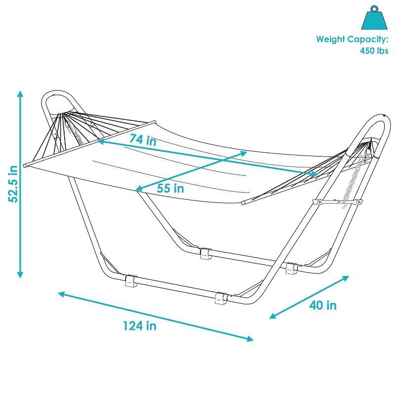 Sunnydaze Double Quilted Fabric Hammock with Universal Steel Stand - 450-Pound Capacity - Red Stripes