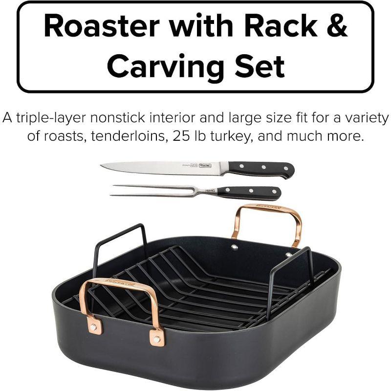 Viking Hard-Anodized Non-Stick 16" Roaster with Rack and Carving Set