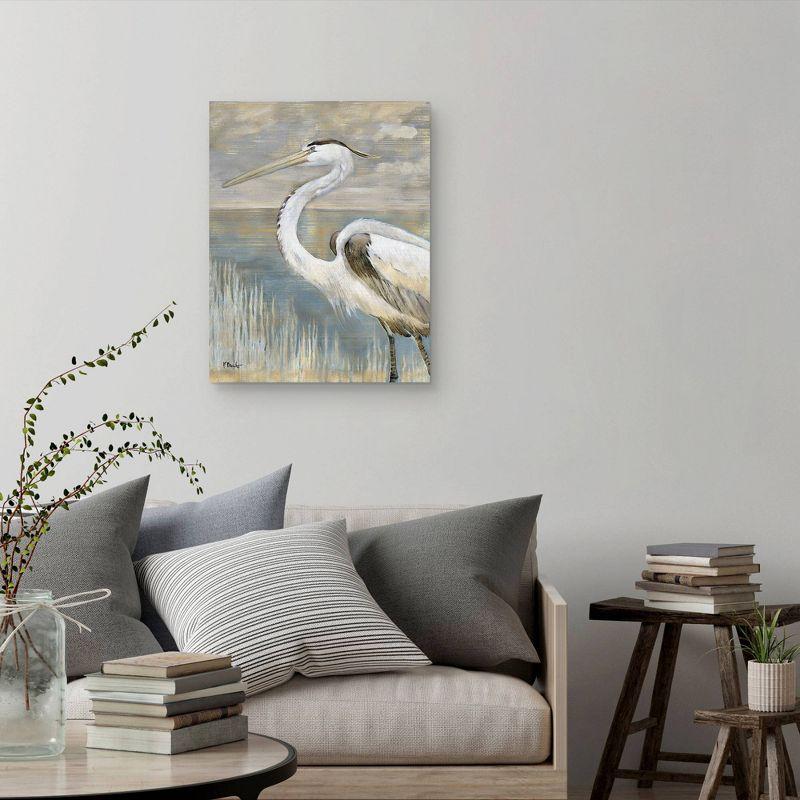 22" x 28" Golden River Heron by Paul Brent Unframed Wall Canvas - Masterpiece Art Gallery: Beachy Bedroom Decor, Vertical Canvas Art