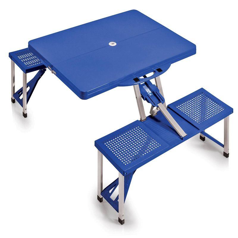 Royal Blue Portable Folding Picnic Table with Seats and Umbrella Hole