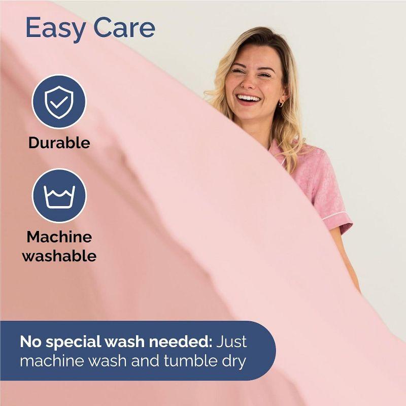 CGK Linens Luxury Soft 4 Piece Solid Bed Sheet Set - Deep Pocket Fits 8"-16" Mattresses in Baby Pink, Size Full