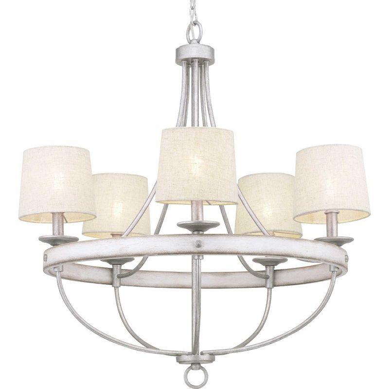 Progress Lighting Gulliver 5-Light Chandelier, Graphite Finish, Wood Grained Texture Shade