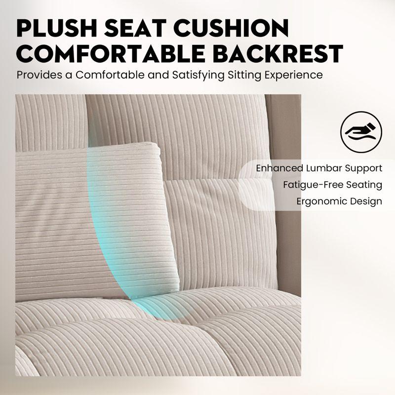 COMHOMA Convertible Futon Sofa Bed, Corduroy Velvet Futon Couch, Sleeper Sofa, Cream