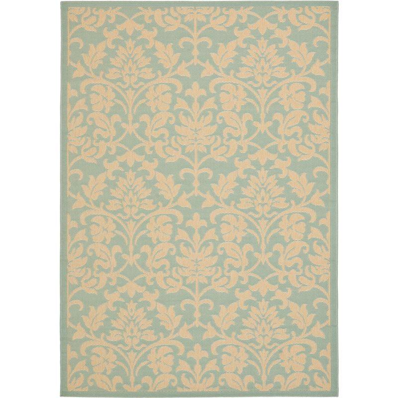 Courtyard CY6132 Power Loomed Indoor/Outdoor Area Rug - Aqua/Cream - 8'x11' - Safavieh.