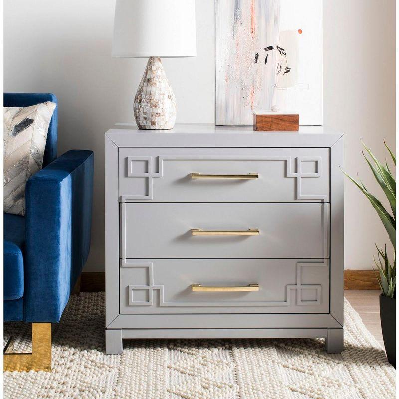 Raina 3 Drawer Chest - CHS6412 - Grey/Gold - Safavieh