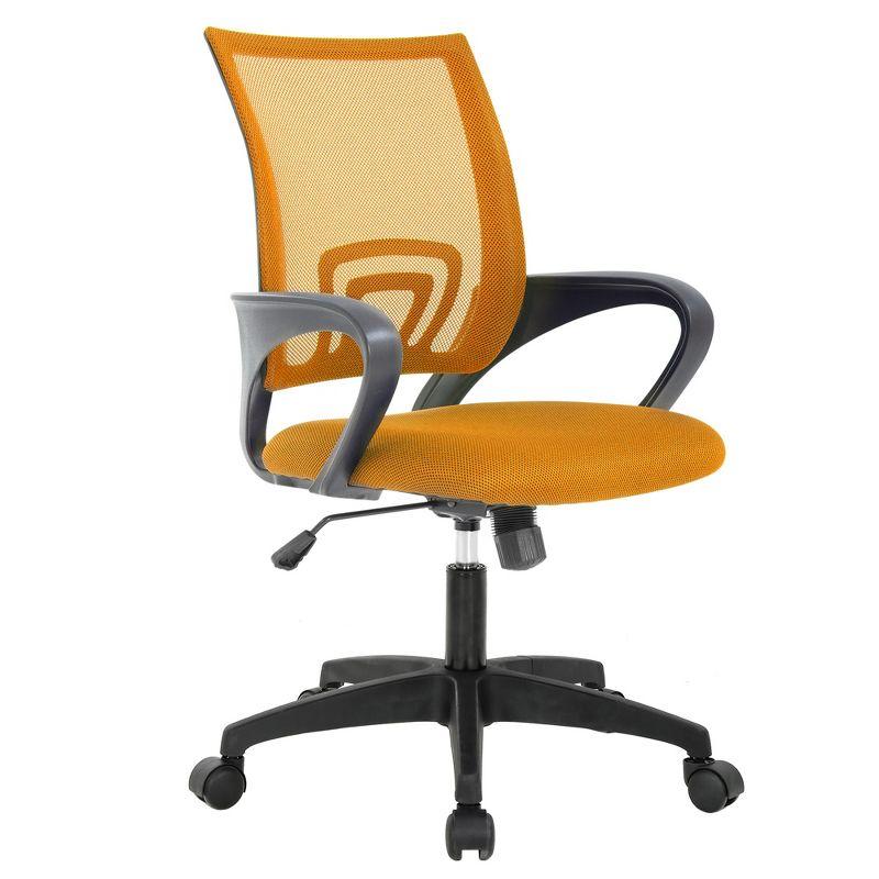 FDW Home Office Chair Mesh Computer Chair with Lumbar Support Armrest Adjustable Mid Back Task Chair for Women Adults, Orange