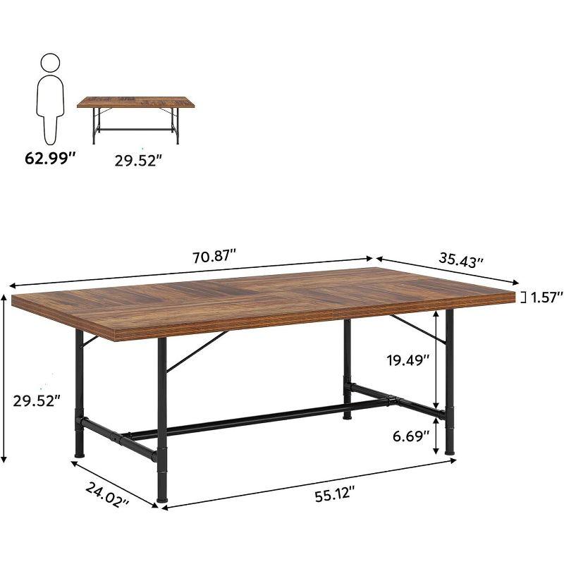 Tribesigns 6FT Conference Table, 70.8" Rectangle Meeting Seminar Table, Modern Training Table, Boardroom Desk for Office, Brown