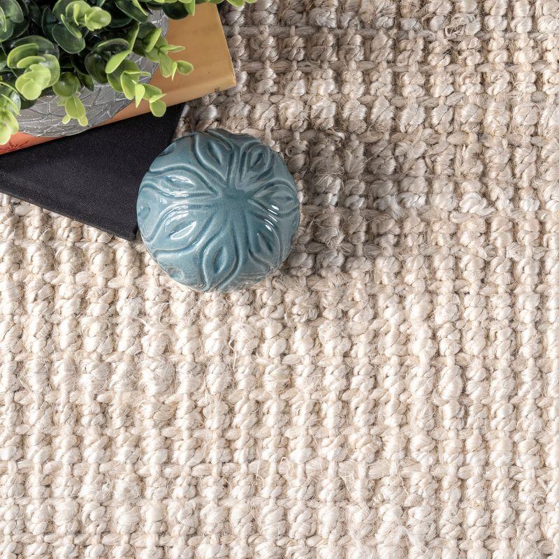 nuLOOM Ashli Solid Farmhouse Jute Area Rug, 3' x 5', Off White