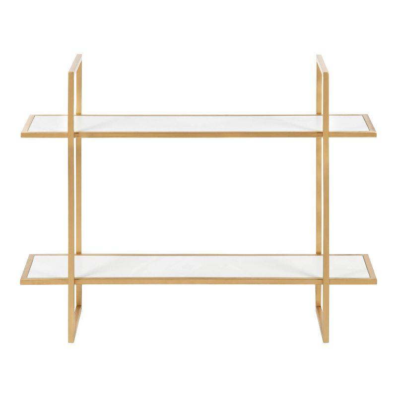 Kate & Laurel All Things Decor 30" x 24" Leigh Wood and Metal Wall Shelf White: MDF Floating Wall Shelves, 2-Tier