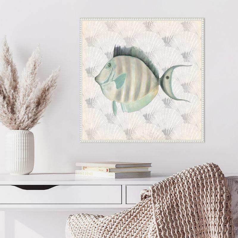 Amanti Art Neutral Vintage Fish I by Elizabeth Medley Canvas Wall Art Print Framed 22 x 22-in.