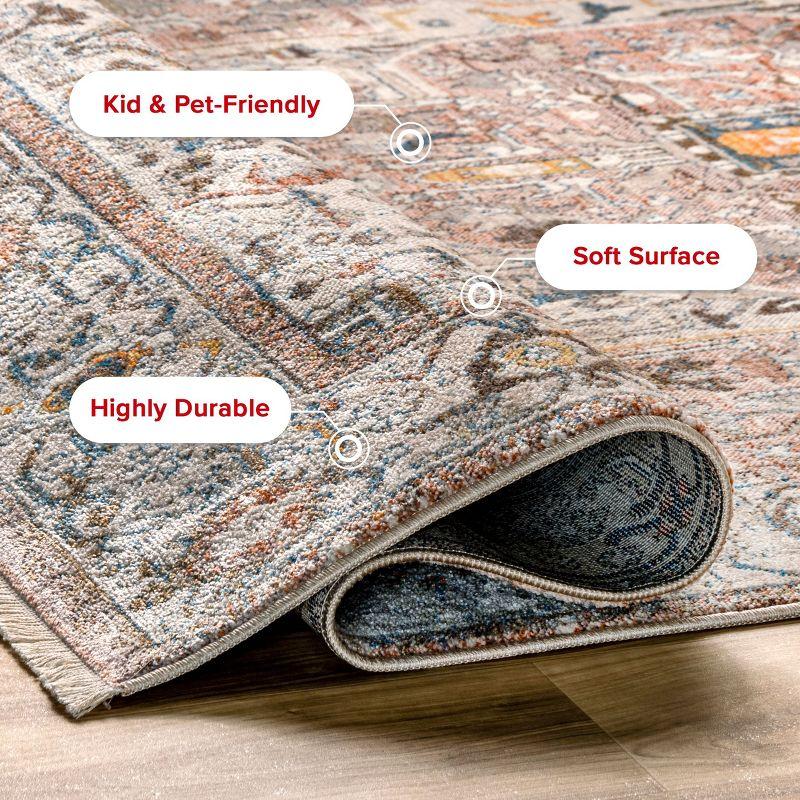 Nuloom Harriet Medallion 5x8 Indoor Area Rug for Living Room Bedroom Dining Room Kitchen, Light Brown/Ivory