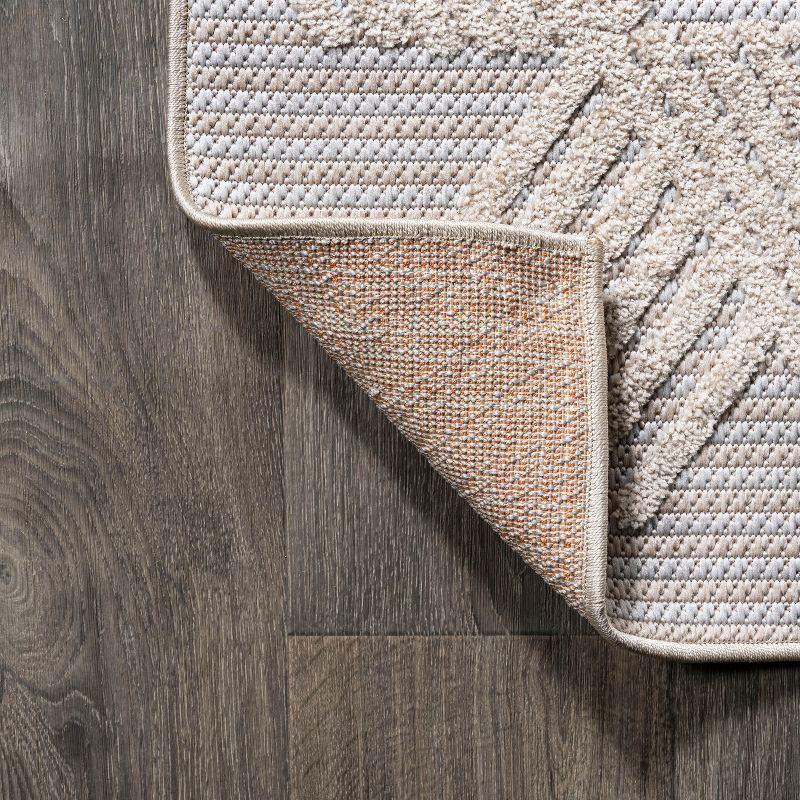 8'x10' Jazz High-Low Pile Art Deco Geometric Indoor/Outdoor Area Rug, Beige - JONATHAN Y