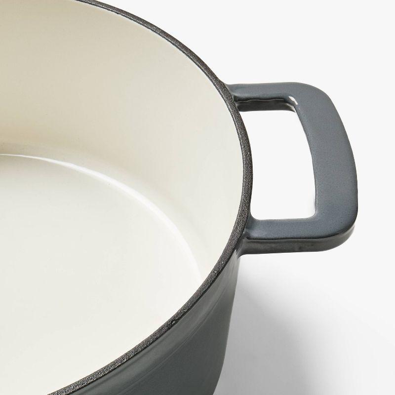 5.5qt Enamel Dutch Oven Stock Pot Gray Eclipse - Figmint™: Cast Iron Lid, Even-Heating, Induction Compatible